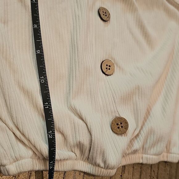 Cream Ribbed Crop Top Size 8 - Picture 6 of 8